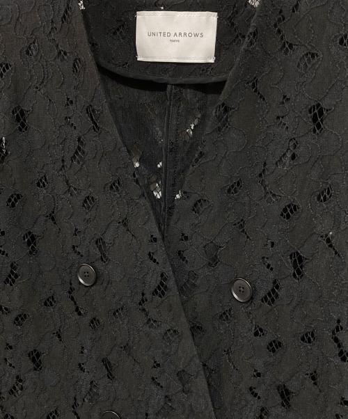 UNITED ARROWS TOKYO（ユナイテッドアローズトウキョウ）UNITED ARROWS TOKYO (ユナイテッドアローズトウキョウ) レース ショートスリーブ ジャケット ブラック サイズ:36の古着・服飾アイテム