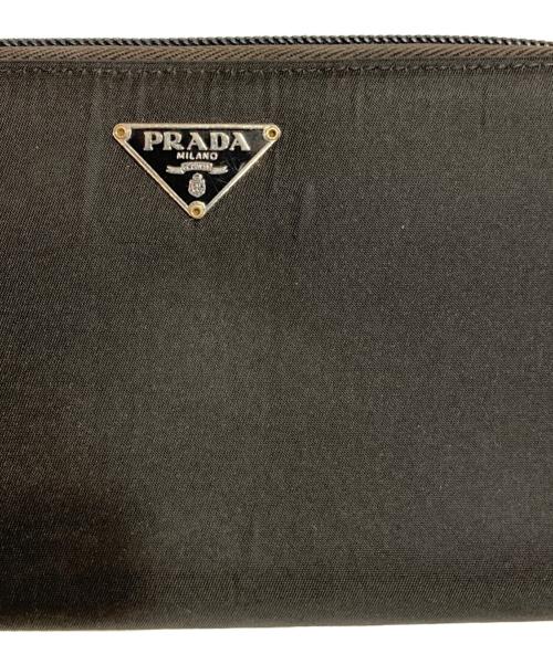 PRADA（プラダ）PRADA (プラダ) ラウンドファスナー ウォレット ブラックの古着・服飾アイテム