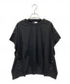 LIMI feuリミフゥ）の古着「スナップボタンノースリーブTシャツ」｜ブラック