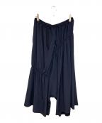Y'sワイズ）の古着「変形アシンメトリ-ギャザーパンツ」｜ネイビー