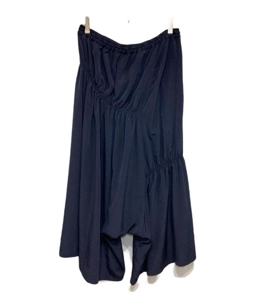 Y's（ワイズ）Y's (ワイズ) 変形アシンメトリ-ギャザーパンツ ネイビー サイズ:2の古着・服飾アイテム