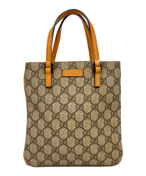 GUCCI（グッチ）GUCCI (グッチ) GGスプリームキャンバスミニトートバッグ ブラウン×アイボリーの古着・服飾アイテム