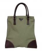 PRADAプラダ）の古着「三角ロゴキャンバストートミニ」｜ブラウン×オリーブ