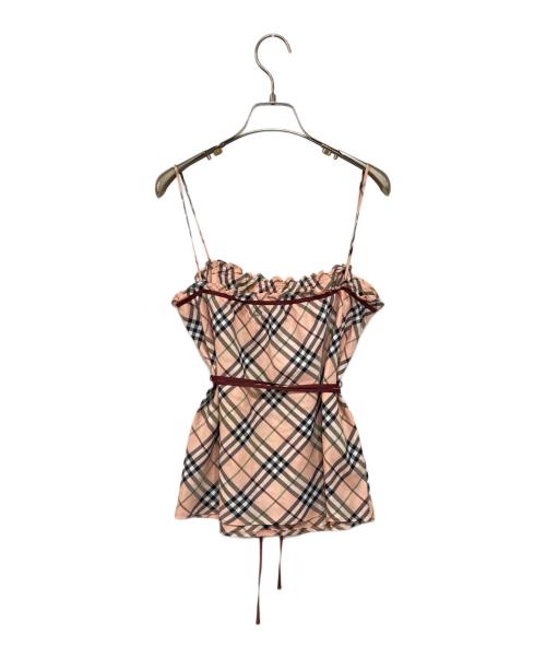 BURBERRY BLUE LABEL（バーバリーロンドンブルーレーベル）BURBERRY BLUE LABEL (バーバリーロンドンブルーレーベル) ノバチェッキャミソールブラウス ピンク サイズ:38の古着・服飾アイテム