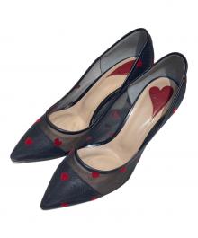 DIANA（ダイアナ）の古着「ハート柄ポインテッドトゥパンプス」｜ブラック