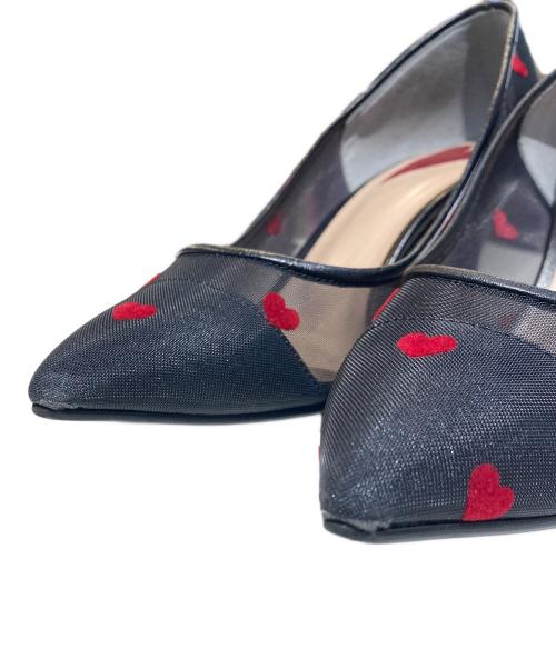 DIANA（ダイアナ）DIANA (ダイアナ) ハート柄ポインテッドトゥパンプス ブラック サイズ:23.5の古着・服飾アイテム