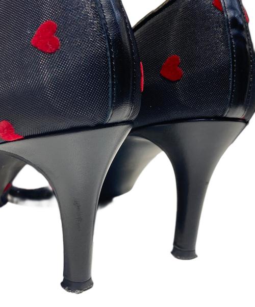 DIANA（ダイアナ）DIANA (ダイアナ) ハート柄ポインテッドトゥパンプス ブラック サイズ:23.5の古着・服飾アイテム