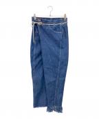MAISON EUREKAメゾンエウレカ）の古着「ラップデニムパンツ」｜ブルー