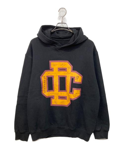 DSQUARED2（ディースクエアード）DSQUARED2 (ディースクエアード) 20AWプリンテッドロゴプルオーバーフーディーパーカー ブラック サイズ:Mの古着・服飾アイテム