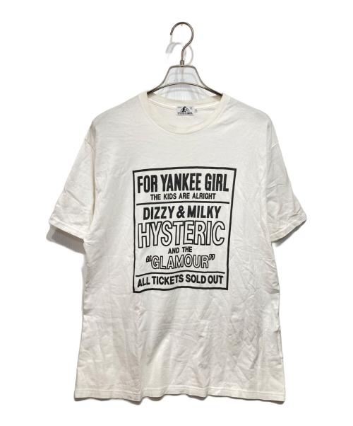 Hysteric Glamour（ヒステリックグラマー）Hysteric Glamour (ヒステリックグラマー) YANKEE GIRL プリント Tシャツ ホワイト サイズ:XLの古着・服飾アイテム