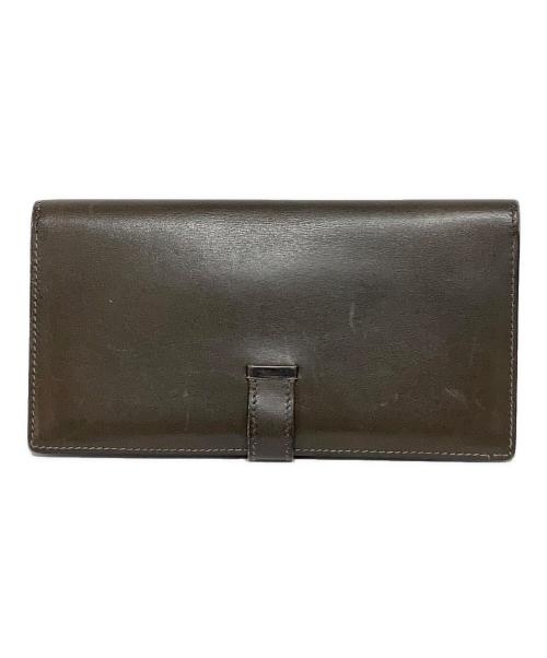 HERMES（エルメス）HERMES (エルメス) Hロゴベアンカーフ-ロングウォレット ブラウンの古着・服飾アイテム