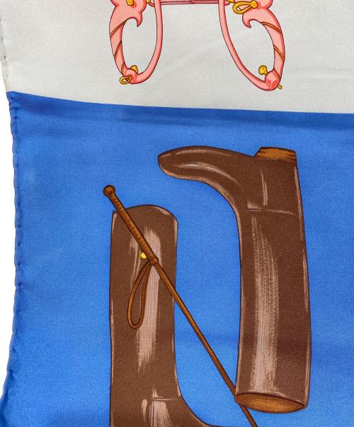 GUCCI（グッチ）GUCCI (グッチ) プリント大判シルクスカーフ ブルーの古着・服飾アイテム