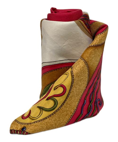 HERMES（エルメス）HERMES (エルメス) カレ90-FESTIVAL イエロー×レッドの古着・服飾アイテム