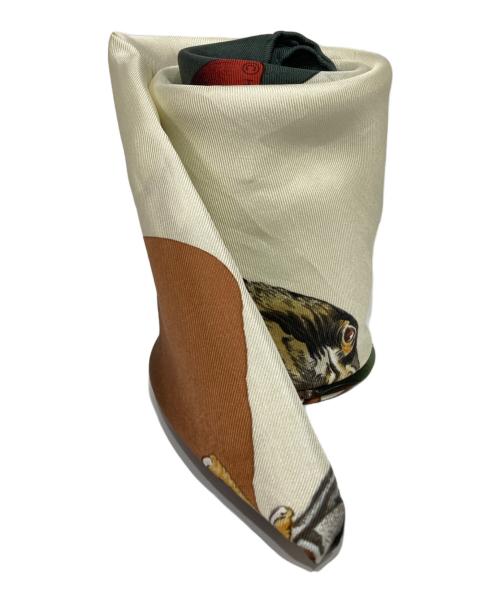 HERMES（エルメス）HERMES (エルメス) カレ90-CHASSE A VOL アイボリー×グリーンの古着・服飾アイテム