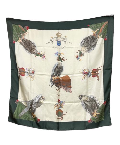 HERMES（エルメス）HERMES (エルメス) カレ90-CHASSE A VOL アイボリー×グリーンの古着・服飾アイテム