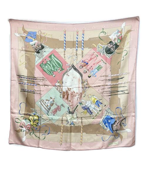 HERMES（エルメス）HERMES (エルメス) カレ90-ベニスのカーニバル ライトピンクの古着・服飾アイテム