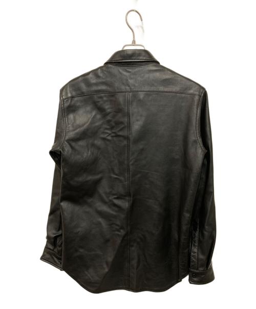 JOHN LAWRENCE SULLIVAN（ジョン ローレンス サリバン）JOHN LAWRENCE SULLIVAN (ジョン ローレンス サリバン) Leather Metal Line Shirt ブラック サイズ:46の古着・服飾アイテム