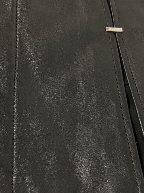 JOHN LAWRENCE SULLIVAN（ジョン ローレンス サリバン）JOHN LAWRENCE SULLIVAN (ジョン ローレンス サリバン) Leather Metal Line Shirt ブラック サイズ:46の古着・服飾アイテム