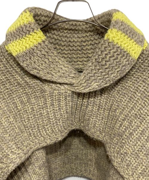 FUMIKA UCHIDA（フミカウチダ）FUMIKA UCHIDA (フミカウチダ) 3G Mix Shetland/SHAWL-COLLAR SLEEVE SWEATER イエロー×ベージュ サイズ:36の古着・服飾アイテム