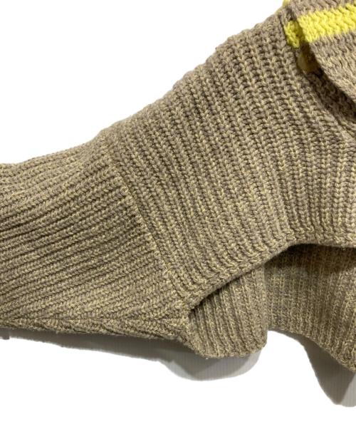 FUMIKA UCHIDA（フミカウチダ）FUMIKA UCHIDA (フミカウチダ) 3G Mix Shetland/SHAWL-COLLAR SLEEVE SWEATER イエロー×ベージュ サイズ:36の古着・服飾アイテム