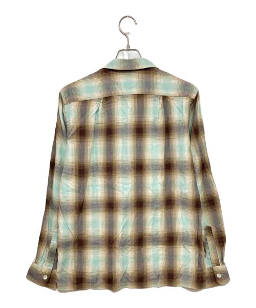 BEAMS（ビームス）BEAMS (ビームス) オープンカラーフランネルシャツ グリーン×ベージュ サイズ:Mの古着・服飾アイテム