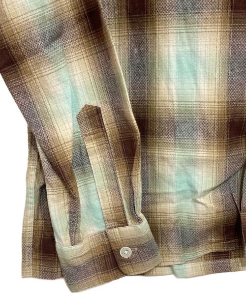 BEAMS（ビームス）BEAMS (ビームス) オープンカラーフランネルシャツ グリーン×ベージュ サイズ:Mの古着・服飾アイテム