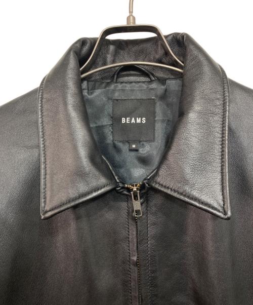 BEAMS（ビームス）BEAMS (ビームス) ラムレザーレザー ジップブルゾン ブラック サイズ:Mの古着・服飾アイテム