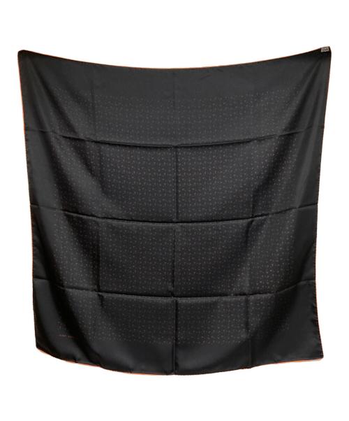 HERMES（エルメス）HERMES (エルメス) 総柄シルクスカーフ オレンジ×ブラックの古着・服飾アイテム