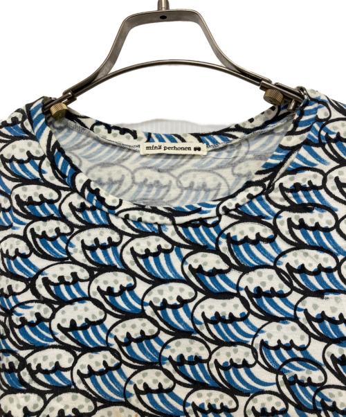 mina perhonen（ミナ ペルホネン）mina perhonen (ミナ ペルホネン) namiプリントTシャツ ブルー サイズ:38の古着・服飾アイテム