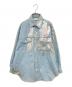 STUMBLY（スタンブリ―）の古着「シルバーホイルプリンテッドデニムシャツ」｜インディゴ