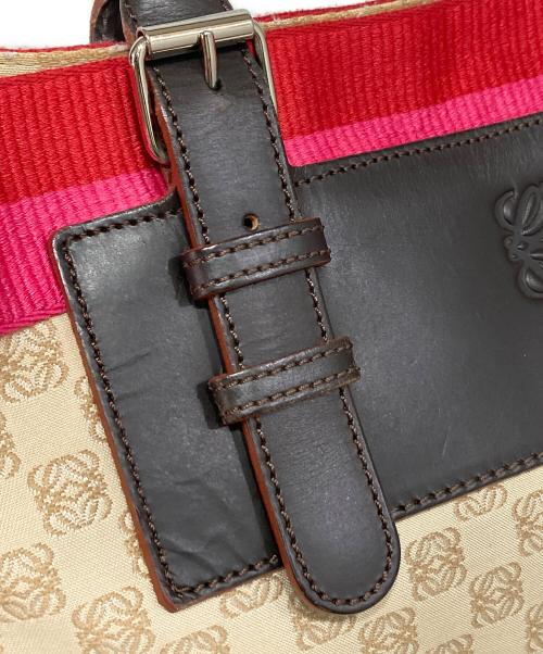 LOEWE（ロエベ）LOEWE (ロエベ) アナグラムキャンバストートバッグ レッド×ベージュの古着・服飾アイテム