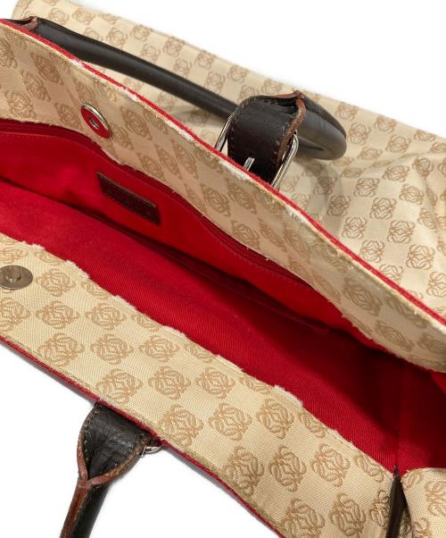 LOEWE（ロエベ）LOEWE (ロエベ) アナグラムキャンバストートバッグ レッド×ベージュの古着・服飾アイテム