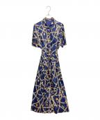 GRACE CLASSグレースクラス）の古着「チェーンマリンプリントワンピース」｜ネイビー