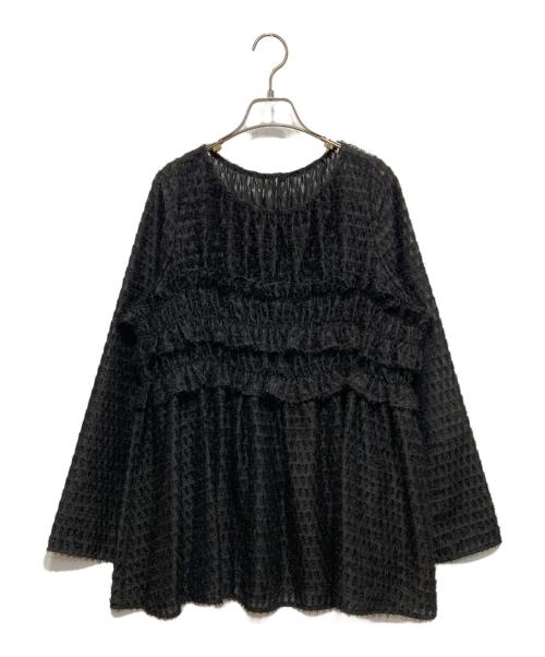 CADUNE（カデュネ）CADUNE (カデュネ) シャーリングブラウス ブラック サイズ:38の古着・服飾アイテム