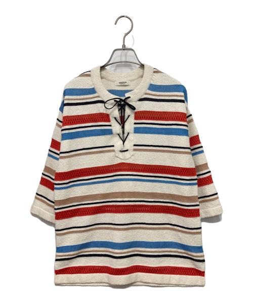 MACPHEE（マカフィー）MACPHEE (マカフィー) パイルボーダー レースアッププルオーバー ベージュ サイズ:Sの古着・服飾アイテム