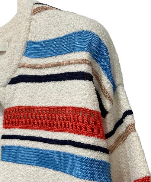 MACPHEE（マカフィー）MACPHEE (マカフィー) パイルボーダー レースアッププルオーバー ベージュ サイズ:Sの古着・服飾アイテム