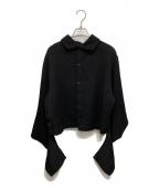 tricot COMME des GARONSトリコ コム デ ギャルソン）の古着「バッグボタン 変形アームウールシャツ」｜ブラック