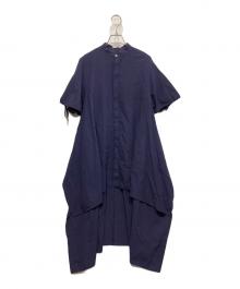 FEMMENT（ファモン）の古着「別注Coボイルサッカーケープスリーブシャツ」｜ネイビー