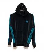 Needlesニードルズ）の古着「24SS TRACK HOODY - C/Pe Velour」｜ブラック×グリーン