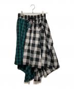 Vivienne Westwood RED LABELヴィヴィアンウエストウッドレッドレーベル）の古着「切替アシメスカート」｜グレー×グリーン