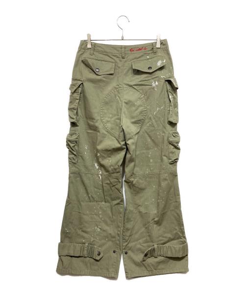 Vivienne Westwood RED LABEL（ヴィヴィアンウエストウッドレッドレーベル）Vivienne Westwood RED LABEL (ヴィヴィアンウエストウッドレッドレーベル) ヘリンボンツイルスプラッシュペイントワークパンツ オリーブ サイズ:00の古着・服飾アイテム