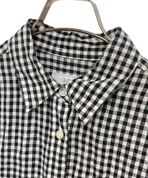 SLOBE IENA（スローブ イエナ）SLOBE IENA (スローブ イエナ) リネンコットンレギュラーシャツ ブラック×ホワイト サイズ:-の古着・服飾アイテム