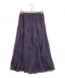 Spick and Span（スピックアンドスパン）の古着「HYU ストライプギャザーフレアスカート」｜ネイビー