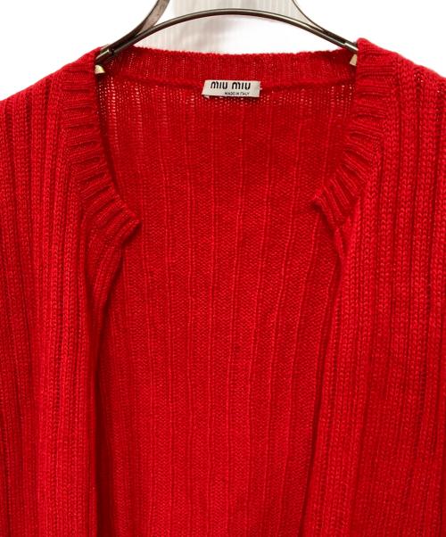 MIU MIU（ミュウミュウ）MIU MIU (ミュウミュウ) カシミヤトッパーカーディガン レッド サイズ:40の古着・服飾アイテム