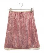 MIU MIUミュウミュウ）の古着「スパンコールミニスカート」｜ライトピンク
