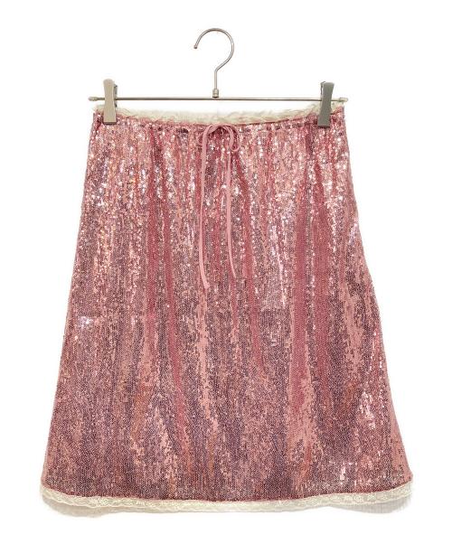 MIU MIU（ミュウミュウ）MIU MIU (ミュウミュウ) スパンコールミニスカート ライトピンク サイズ:38の古着・服飾アイテム