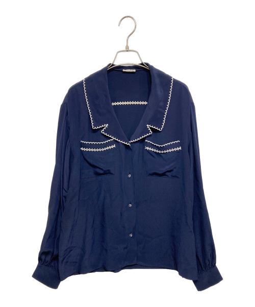 MIU MIU（ミュウミュウ）MIU MIU (ミュウミュウ) ウエスタン刺繍ロングブラウス ネイビー サイズ:38の古着・服飾アイテム
