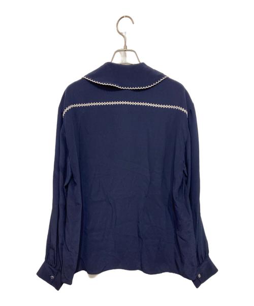 MIU MIU（ミュウミュウ）MIU MIU (ミュウミュウ) ウエスタン刺繍ロングブラウス ネイビー サイズ:38の古着・服飾アイテム