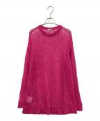 MIU MIUミュウミュウ）の古着「モヘアブレンドスパンコールニット」｜ショッキングピンク