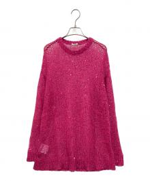 MIU MIU（ミュウミュウ）の古着「モヘアブレンドスパンコールニット」｜ショッキングピンク